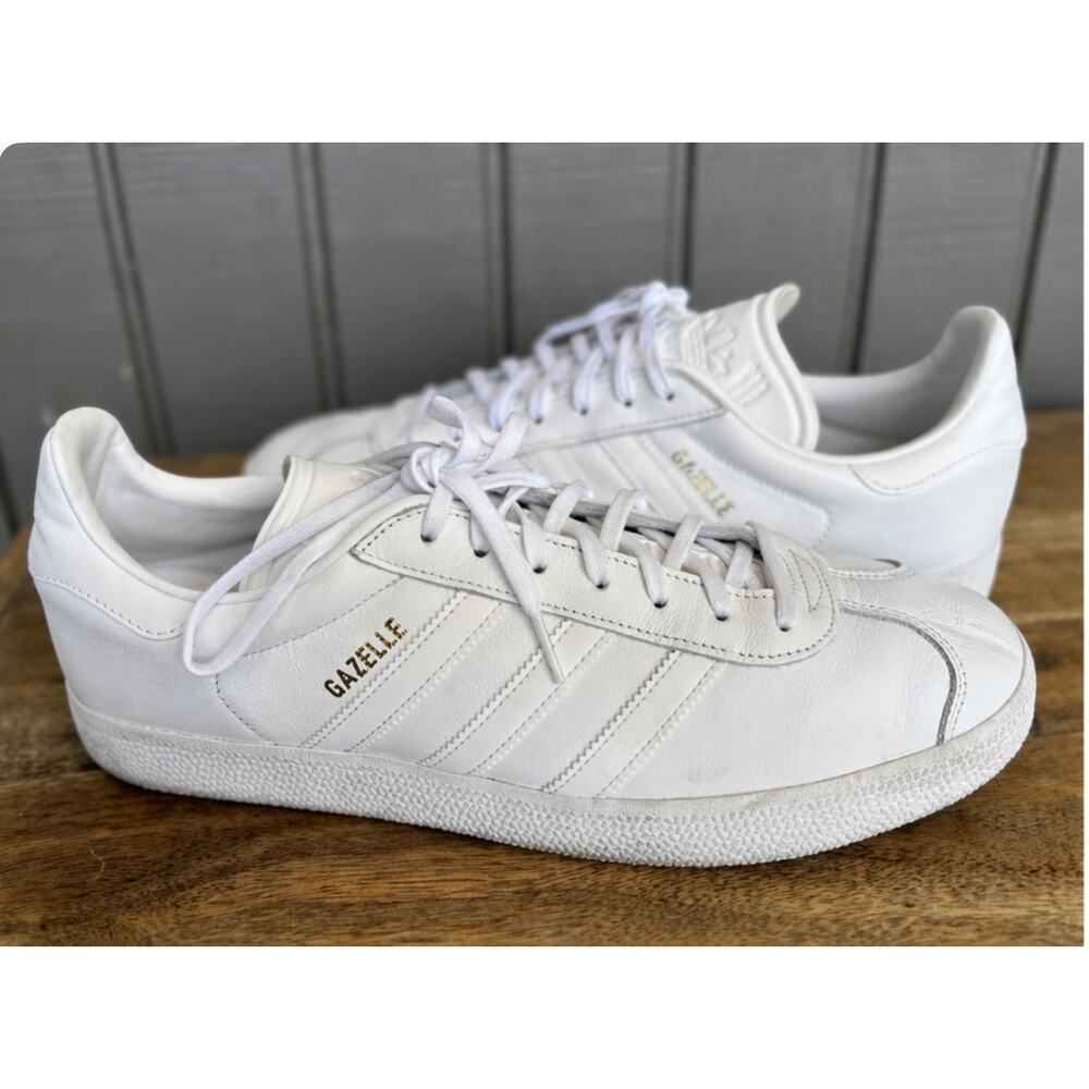 Adidas Gazelle White Leather Sneakers Men’s Size 13 Clean Minimal Classic